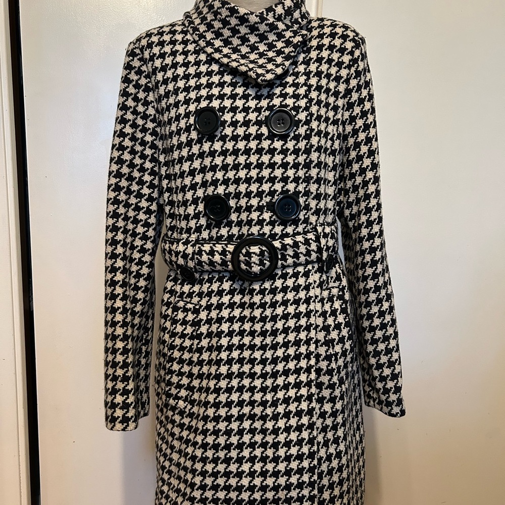 Esprit Vintage - Black and White Houndstooth Wool Coat